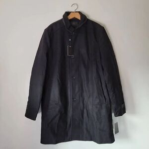 Ike Behar NYC Wool Melton Topcoat – Large Tall – Black – NWT $275